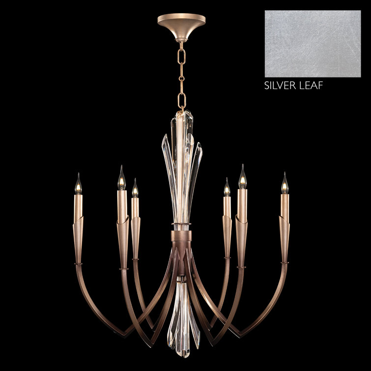 Trevi 26" Silver Leaf Crystal Chandelier