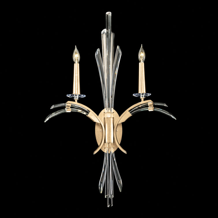 Elysian Gold Leaf 2-Light Wall Sconce with Hand Carved Crystals