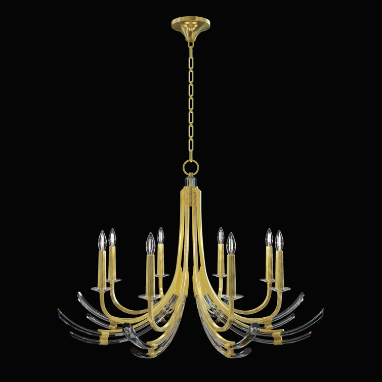 Gold Bronze Crystal 8-Light Round Chandelier