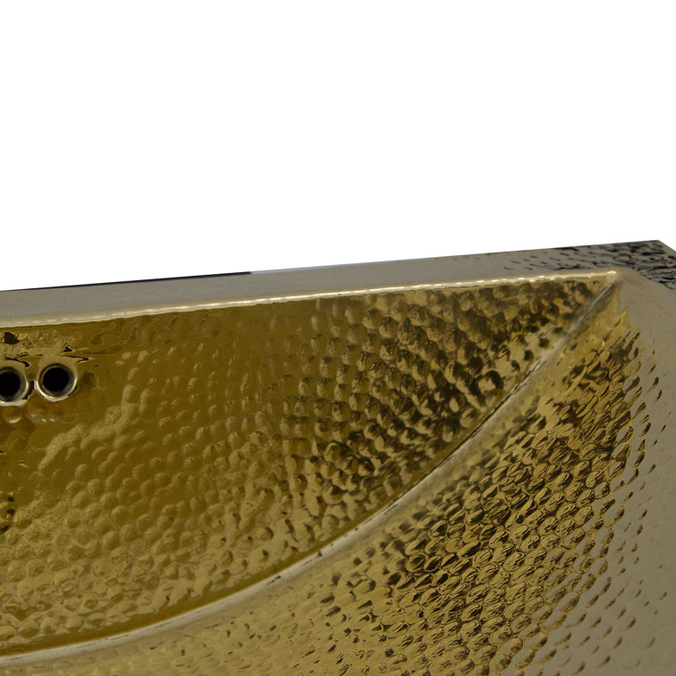 Hand-Hammered Brass Rectangular Undermount Sink with Overflow