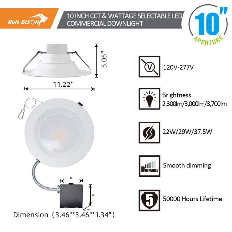 11.5" White Aluminum LED Recessed Lighting Kit, Set of 10