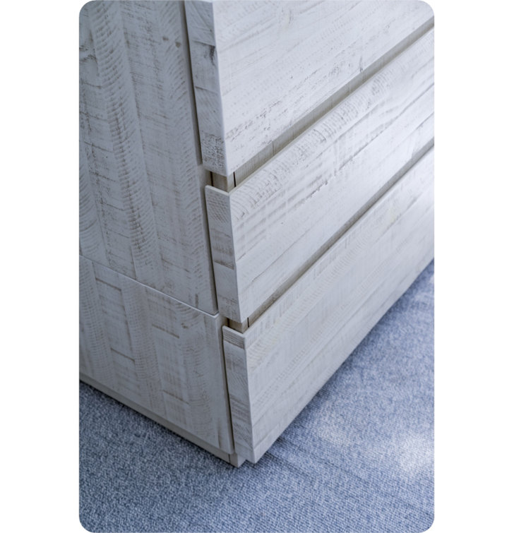 Rustic White Acacia Wood Freestanding Single Sink Bathroom Vanity