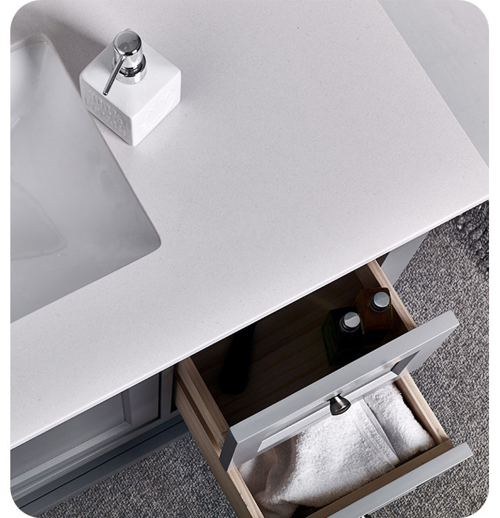 Gray 48" Single Bathroom Vanity with Quartz Top