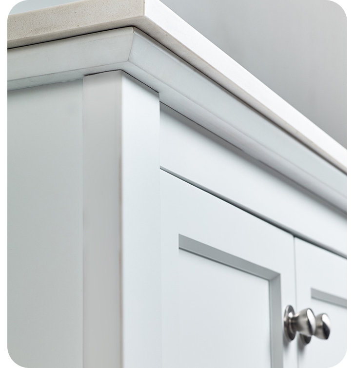 Manchester 42" White Quartz Stone Single Sink Vanity with Open Bottom Shelf