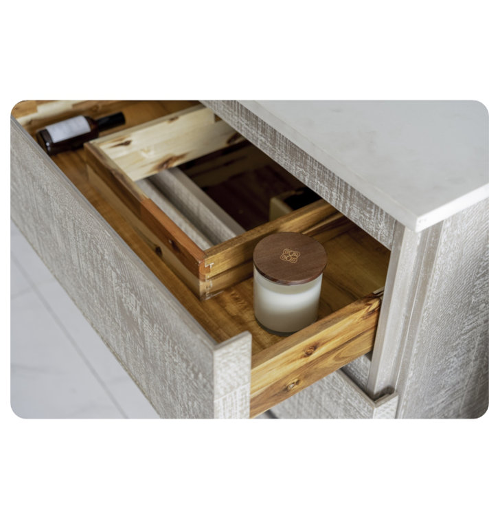 Sage Gray Acacia Wood Freestanding Single Bathroom Vanity Base