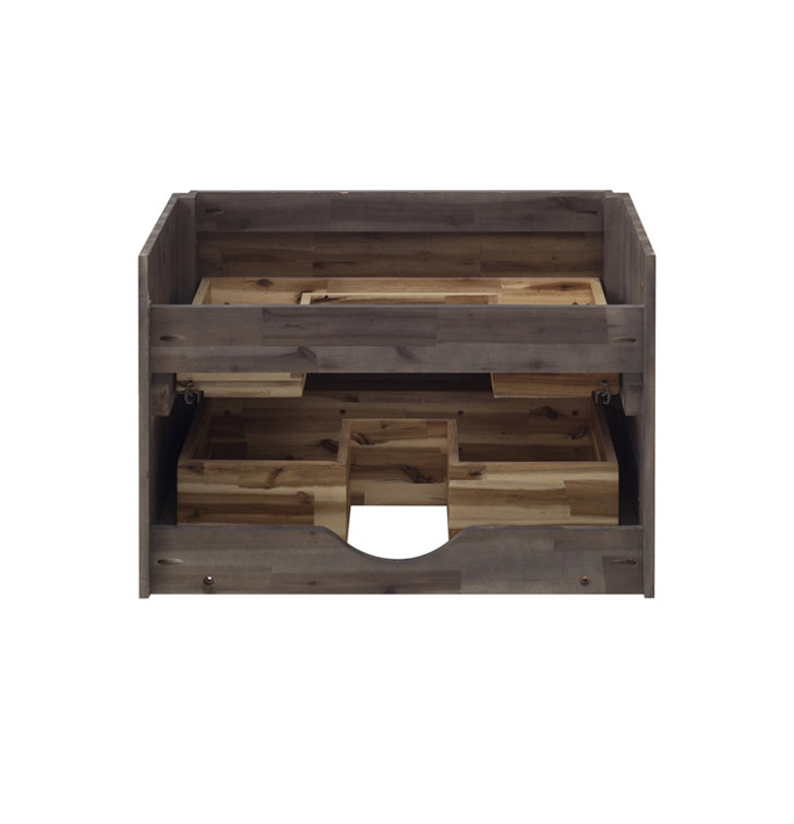 Acacia Wood 58" Wall Mounted Double Sink Bathroom Vanity Base