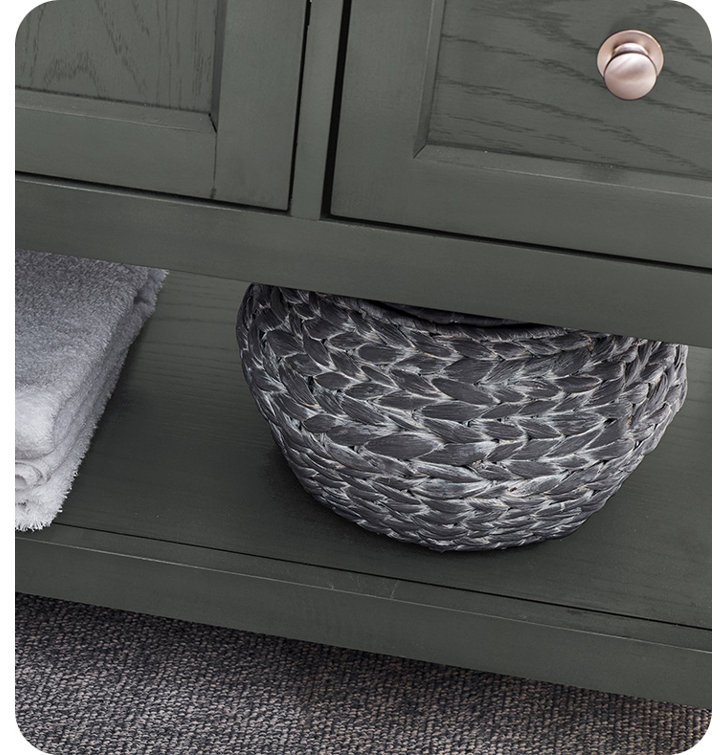 Gray 42" Solid Wood Bathroom Vanity Set with Mirror