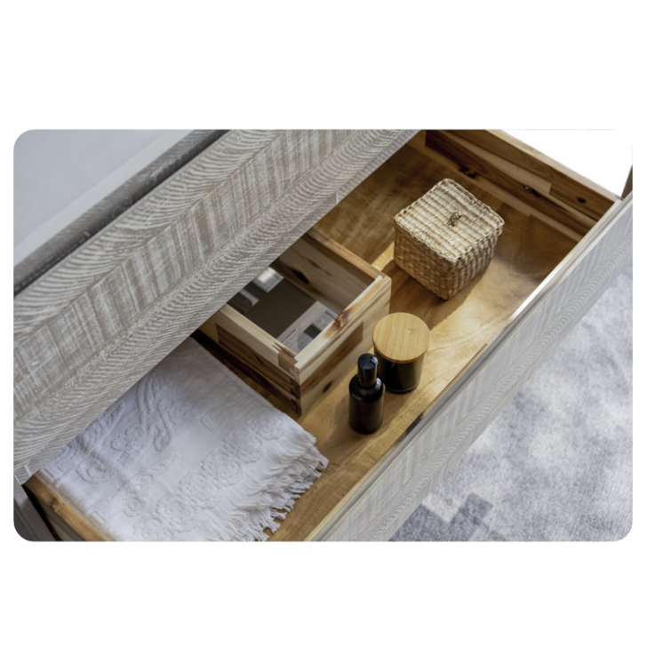 Sage Gray 46" Double Sink Freestanding Acacia Wood Bathroom Vanity