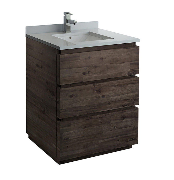 Formosa 29" Dark Brown Acacia Wood Freestanding Vanity Base