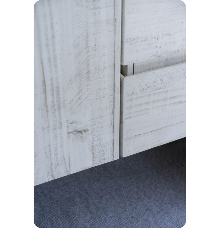 Rustic White 72'' Double Wall-Mount Vanity with Quartz Top