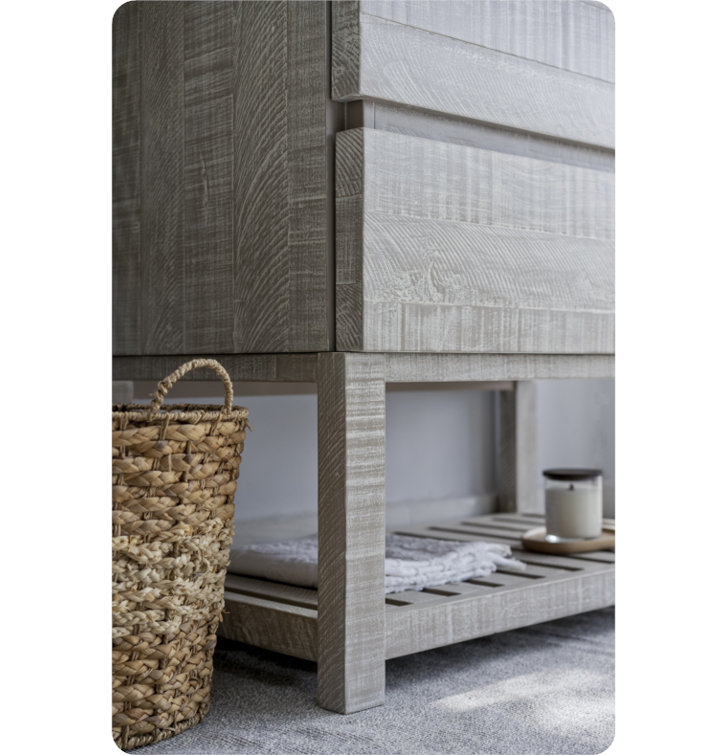 Sage Gray 46" Double Sink Freestanding Acacia Wood Bathroom Vanity