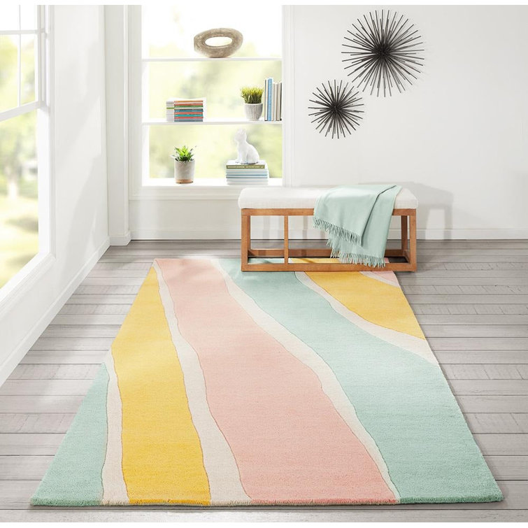 Pastel Stripes Hand-tufted Wool Area Rug 5' x 8'