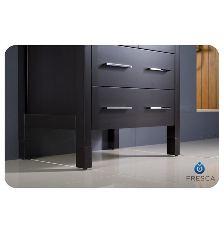 Espresso 24" Modern Free-Standing Bathroom Vanity Set with Ceramic Sink