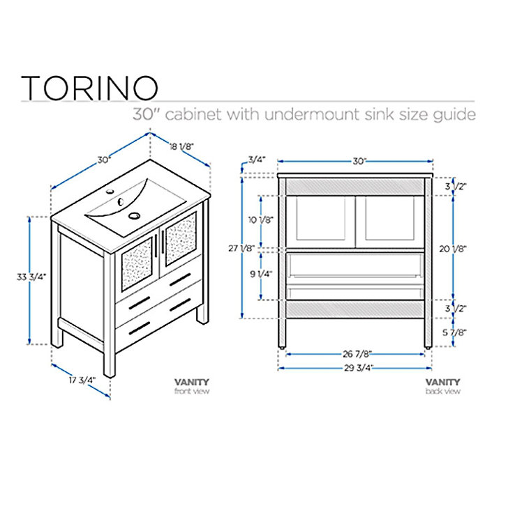 Torino 30" White Ceramic Single Sink Vanity Set with Mirror