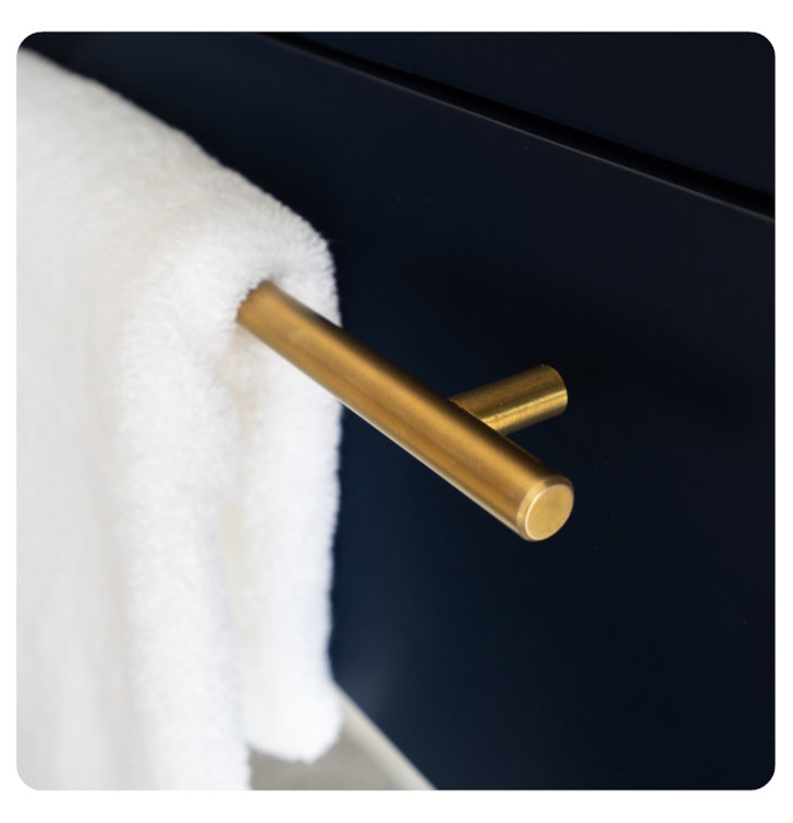 Royal Blue Wall Mounted Vanity with Quartz Countertop