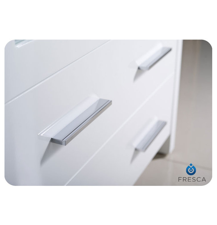 White Ceramic Top 30" Modern Freestanding Vanity Set with Mirror