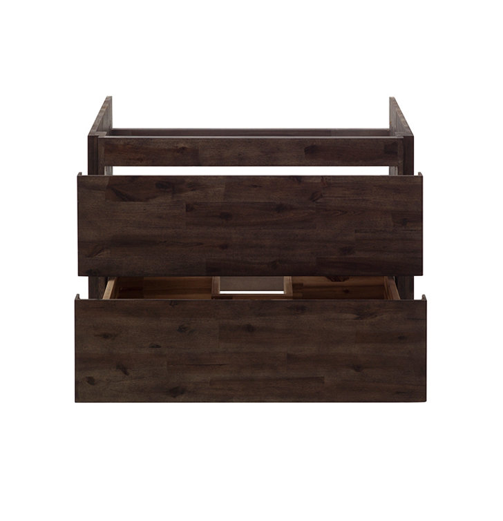 Acacia Wood 58" Wall Mounted Double Sink Bathroom Vanity Base