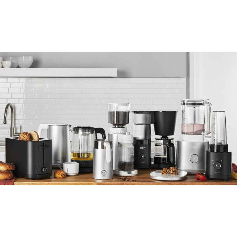 Silver Compact Electric Milk Frother with Automatic Shut-off