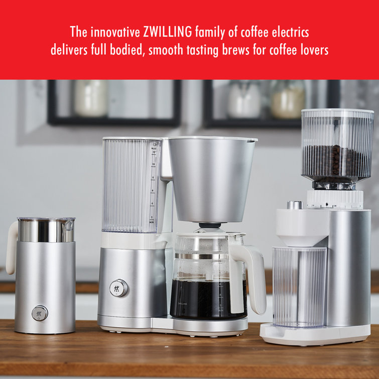 Silver Compact Electric Milk Frother with Automatic Shut-off