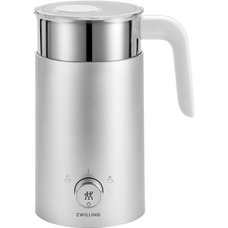 Silver Compact Electric Milk Frother with Automatic Shut-off