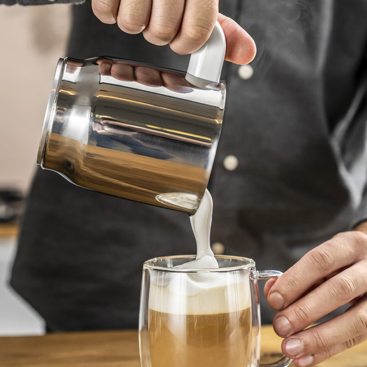Silver Compact Electric Milk Frother with Automatic Shut-off