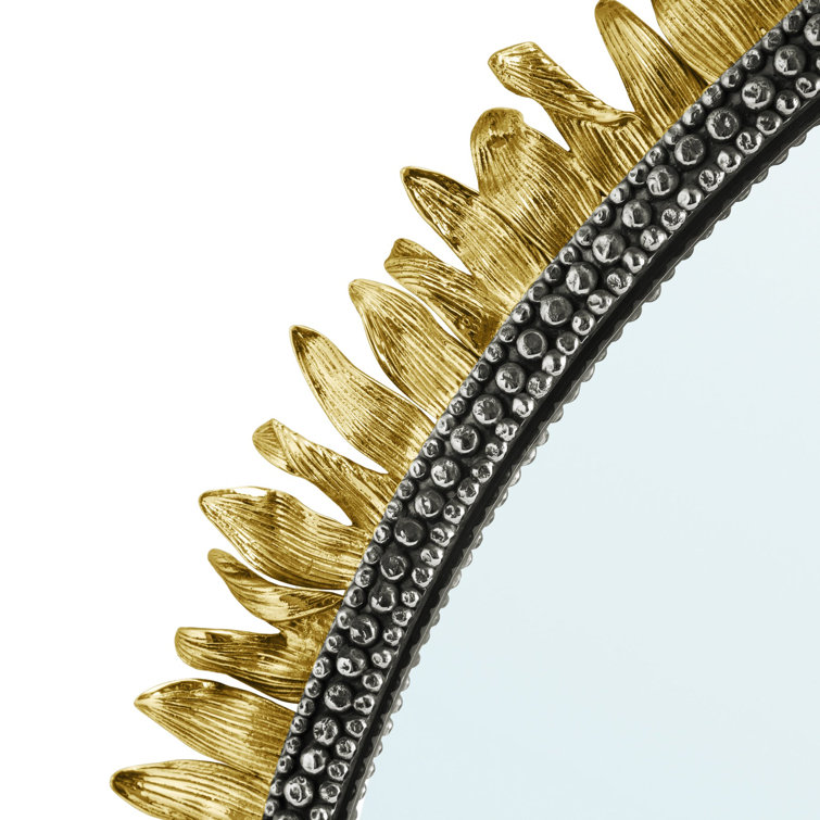 Sunflower 36" Gold Round Wall Mirror