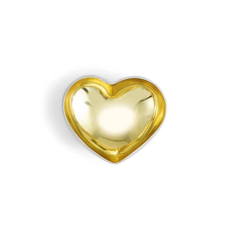Gold and Silver Heart-Shaped Brass Dish