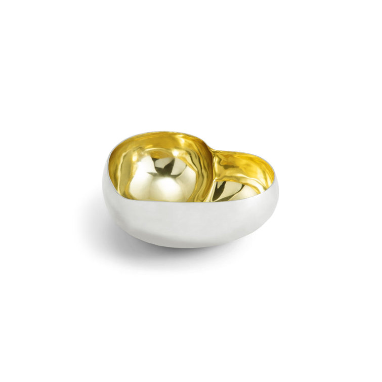 Gold and Silver Heart-Shaped Brass Dish