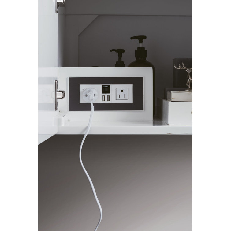 Glossy White Solid Wood Wall-Mount Single Vanity with Matte Black Hardware