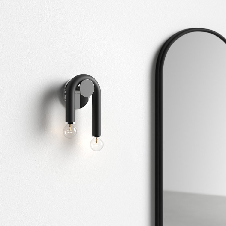 Whit Polished Nickel & Black 2-Light Dimmable Wall Sconce