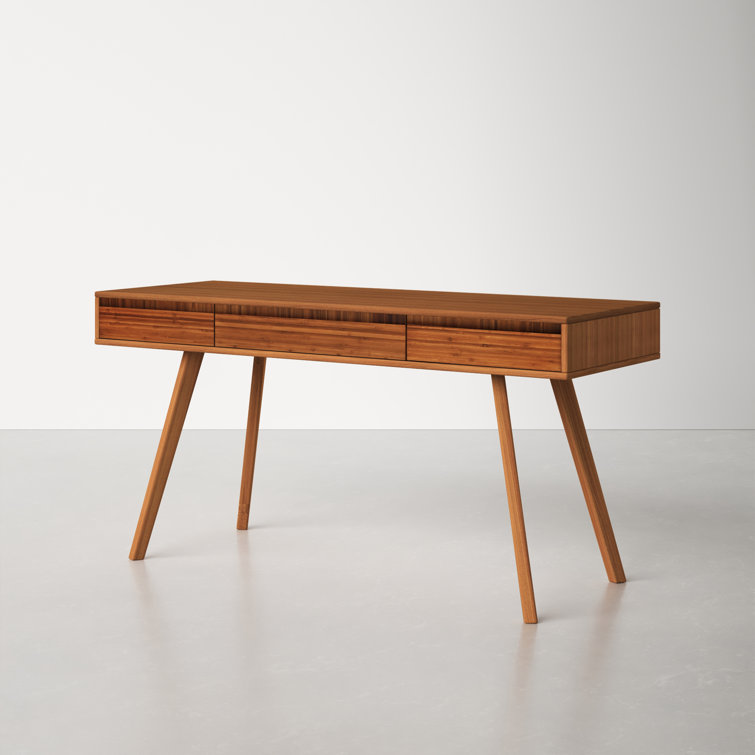 Amber Bamboo 60" Writing Desk with Splayed Legs and Drawers