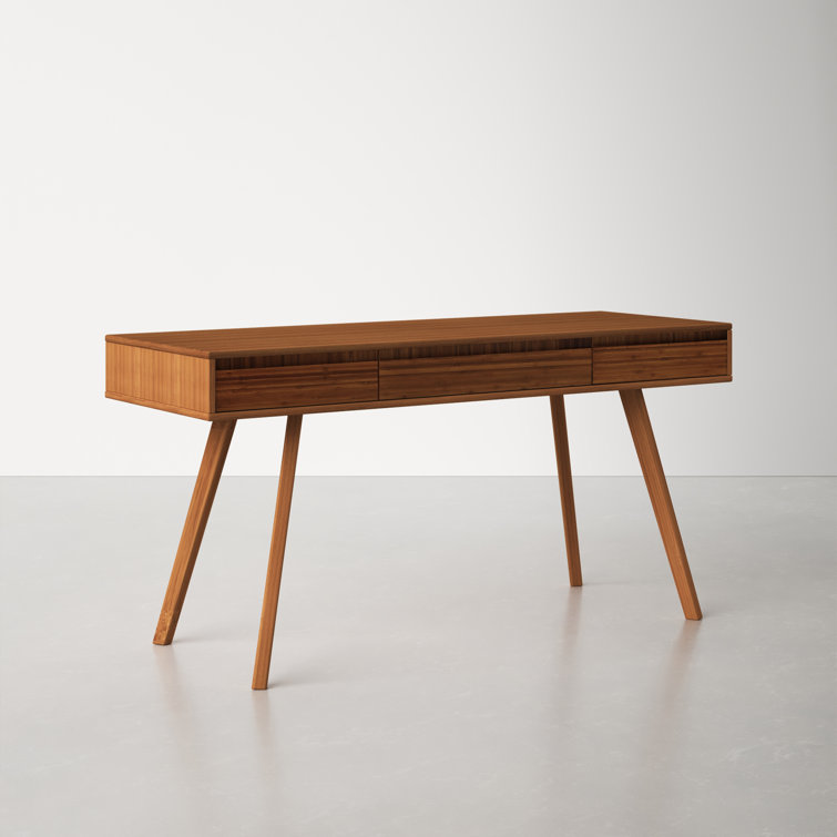 Amber Bamboo 60" Writing Desk with Splayed Legs and Drawers