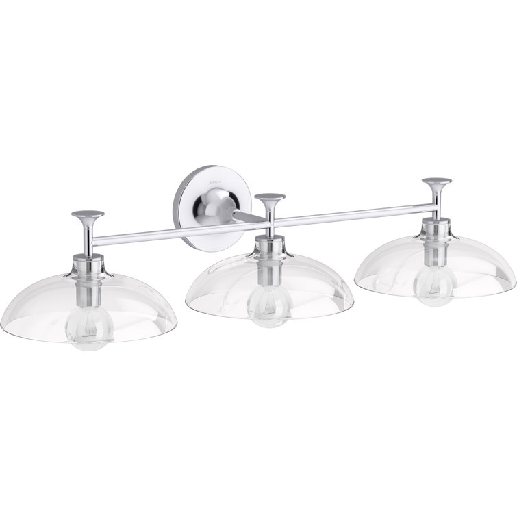 Chrome 31" Three-Light Sconce with Clear Glass Shades