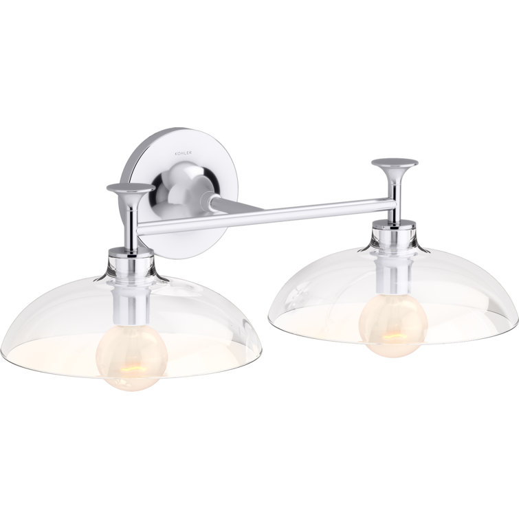 Polished Chrome 20" Two-Light Sconce with Clear Glass Shades
