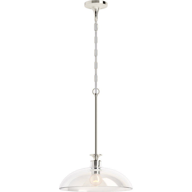 Tone 24.5" Polished Nickel Indoor/Outdoor Pendant Light with Clear Glass Shade