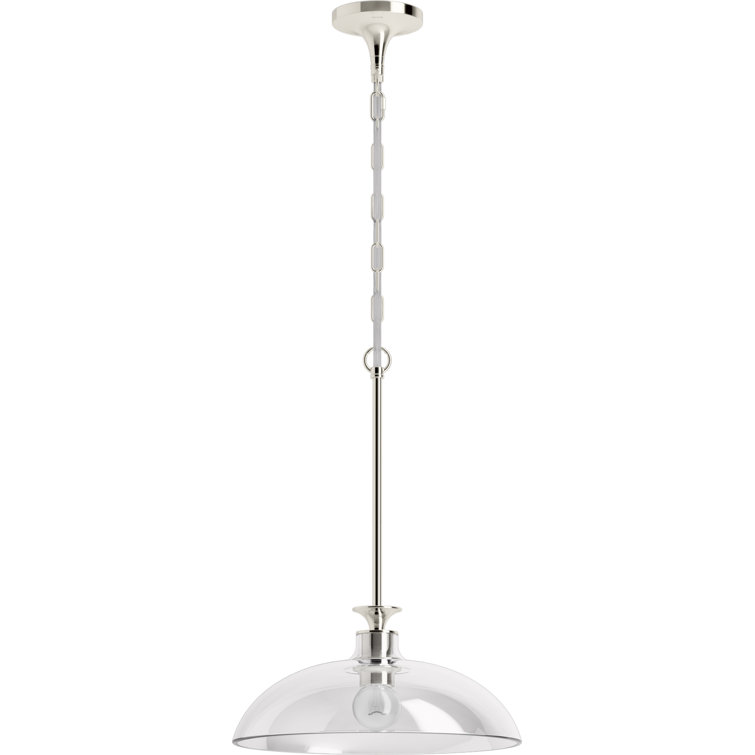 Tone 24.5" Polished Nickel Indoor/Outdoor Pendant Light with Clear Glass Shade