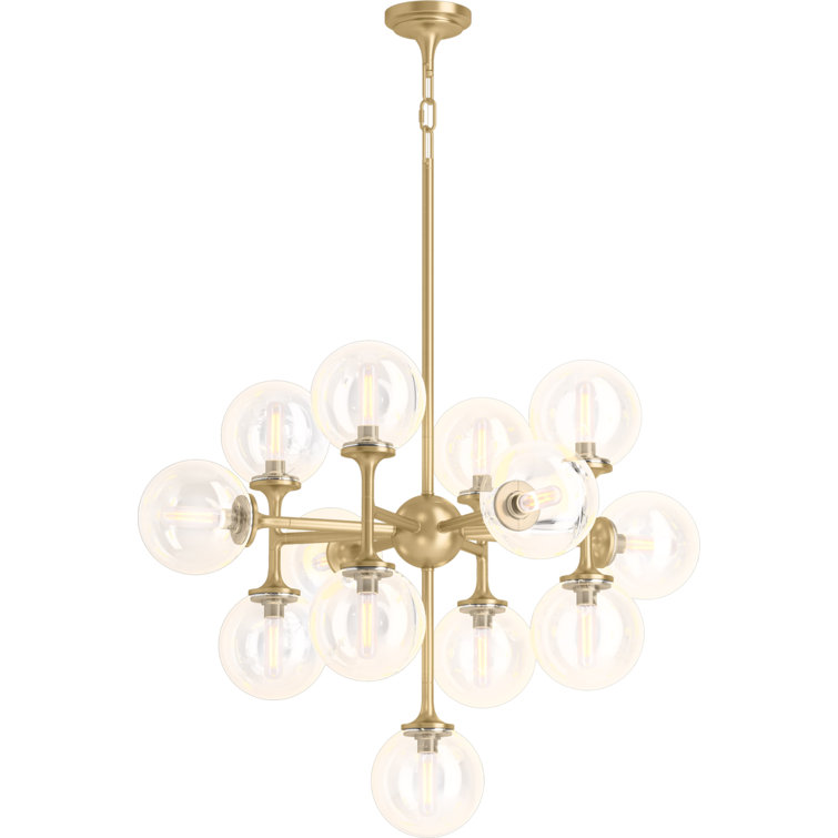 Bellera Brushed Brass 13-Light Sputnik Chandelier with Clear Globes