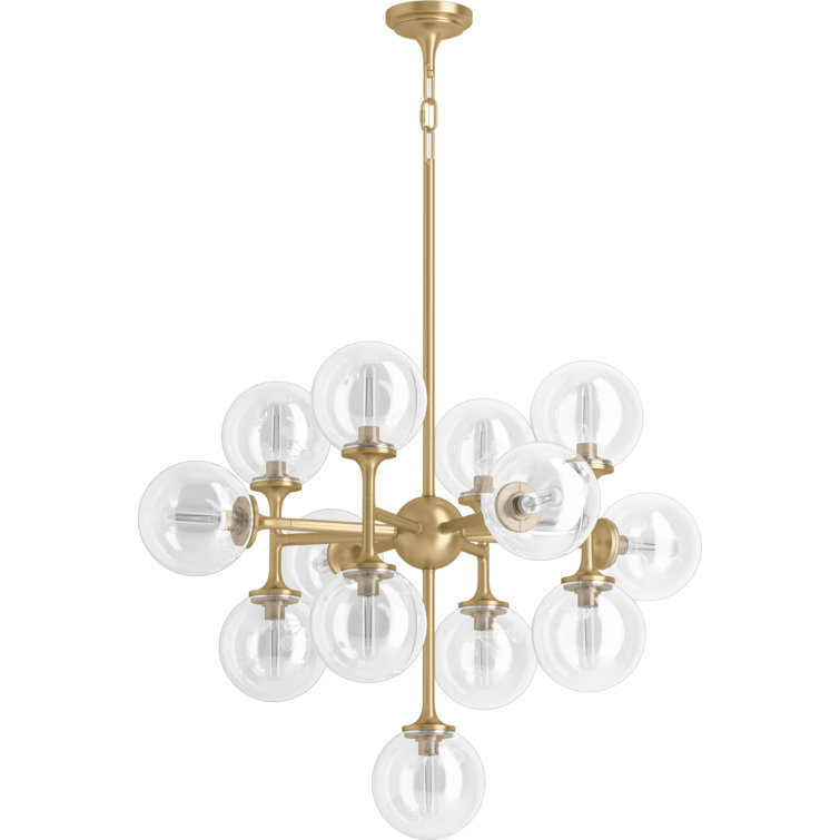 Bellera Brushed Brass 13-Light Sputnik Chandelier with Clear Globes