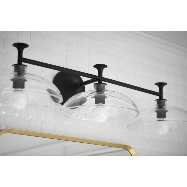 Chrome 31" Three-Light Sconce with Clear Glass Shades