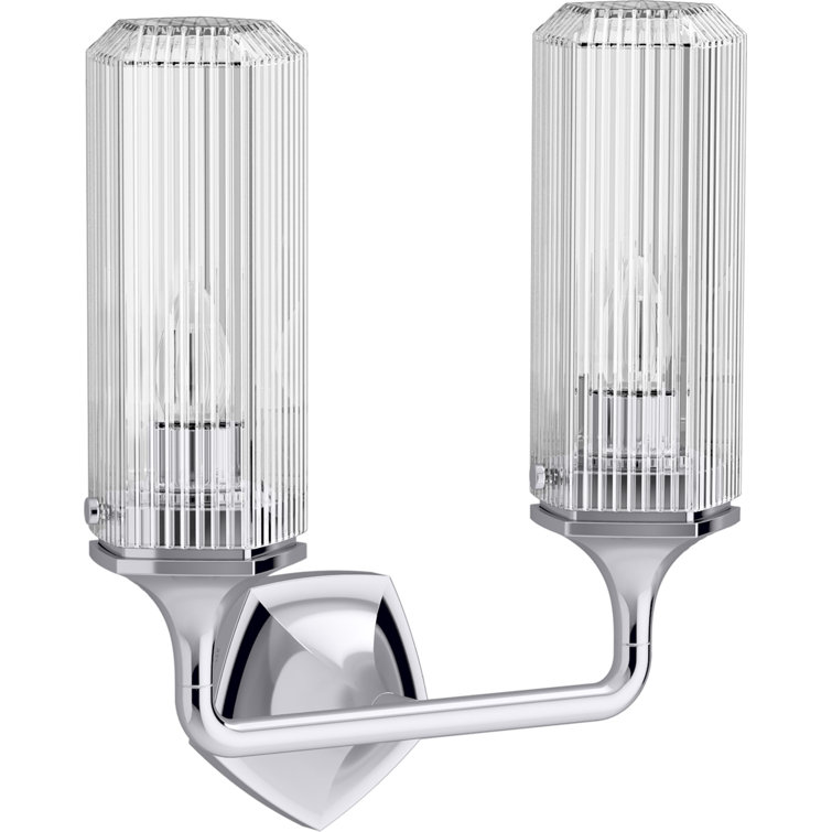 Occasion 14" Chrome Fluted Glass Two-Light Sconce