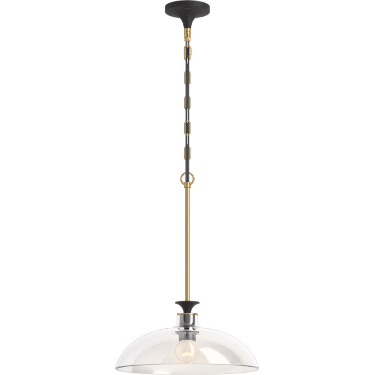 Black and Brass Glass Pendant Light with Adjustable Cord