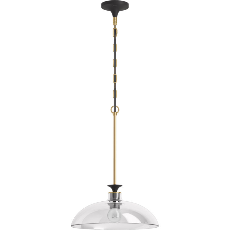 Black and Brass Glass Pendant Light with Adjustable Cord