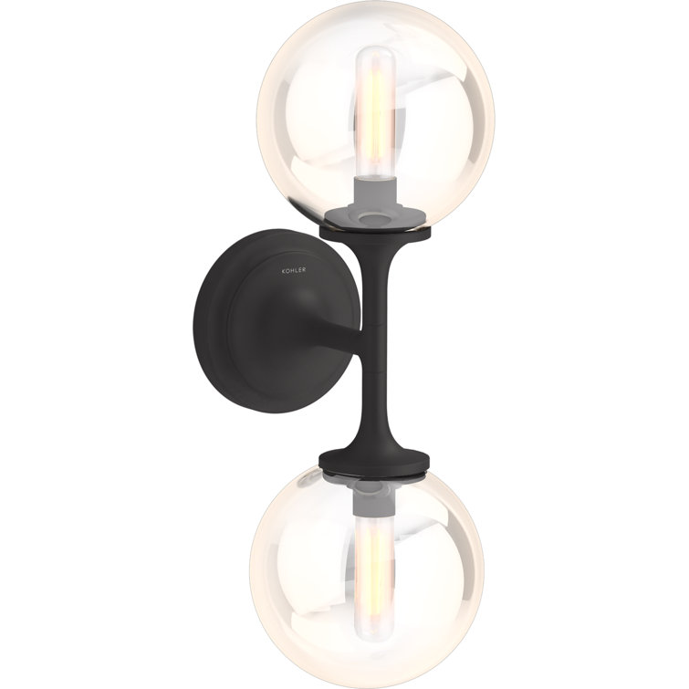 Bellera Elegance 17" Matte Black 2-Light Wallchiere with Clear Glass