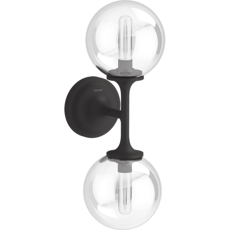 Bellera Elegance 17" Matte Black 2-Light Wallchiere with Clear Glass