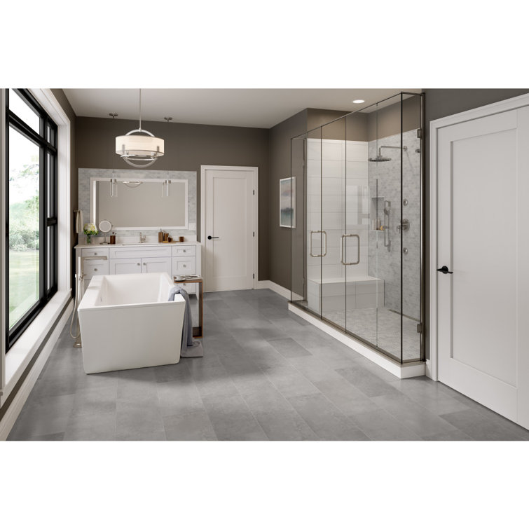 Large 12" x 23" Matte Gray Porcelain Stone Look Tile