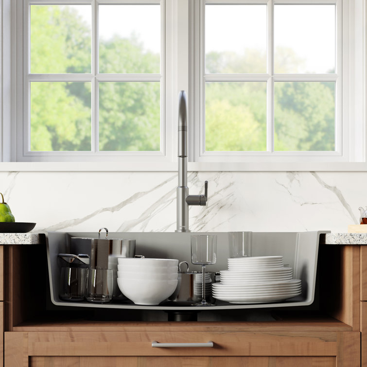 Gray Quartz 33'' Single Bowl Drop-in Kitchen Sink