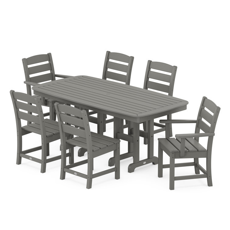 Slate Gray 6-Person Outdoor Dining Set with Arm and Side Chairs