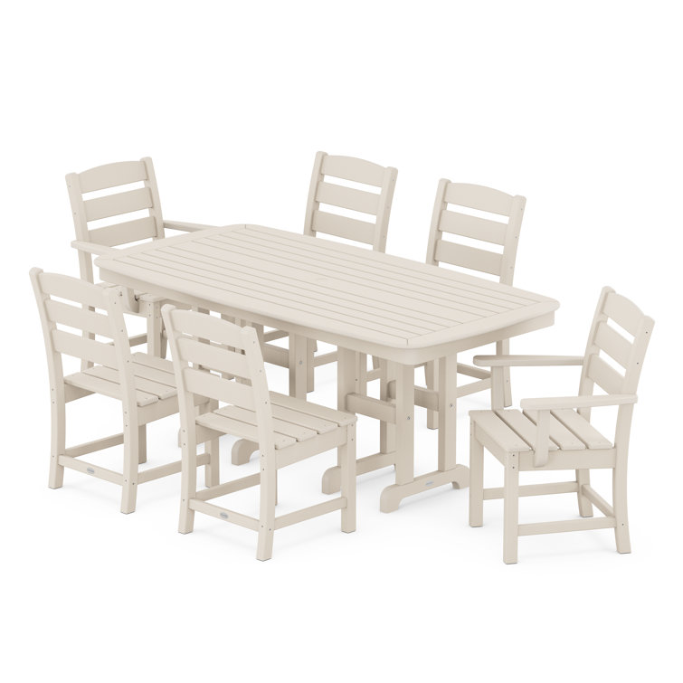 Beige Polywood 6-Person Outdoor Dining Set