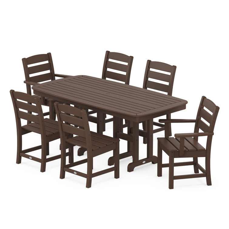 Mahogany 7-Piece Outdoor Dining Set with Arm Chairs