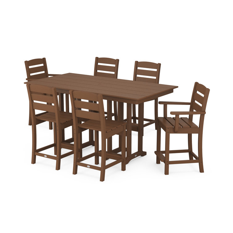 Teak 7-Piece Outdoor Counter Height Dining Set